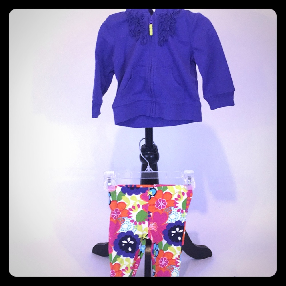 Purple jacket and floral leggings -2 piece set NWT